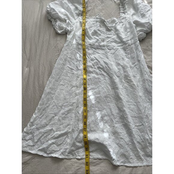 Beautiful Nomad Large White Cottagecore Coquette Puff Sleeve Eyelet Mini Dress - Picture 10 of 10